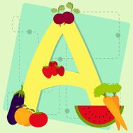 Letter &quot;a&quot; from stylized alphabet with fruits and vegetables