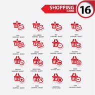 Shopping icons Red version vector