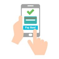 Mobile payment with credit card hand holding phone - VECTOR N3