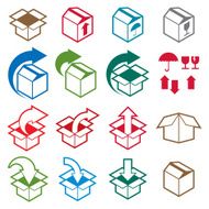 Packaging boxes icons isolated on white background vector set N2