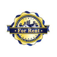 Real Estate - For Rent- Blue yellow rubber stamp