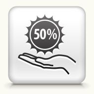 White Square Button with Sale Sign N2