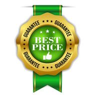 Green gold best price badge with ribbon