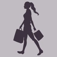 Vector Silhouette - girl goes and is in the hands N2