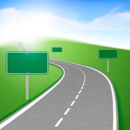 winding road with several signs N2