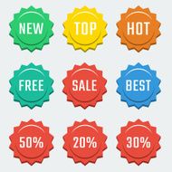Vector colorful shopping related badges