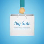 flat style illustration with hand holding paper bag N2