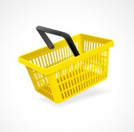 Vector shopping basket yellow on white
