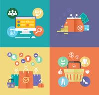 Vector flat design digital marketing concept card