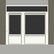 Shopfront with Black Windows Light Store Facade Vector N3