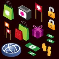 E-commerce isometric shopping icons