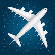Airliner in the star sky