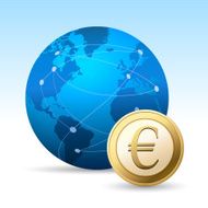 Globe and Euro coin