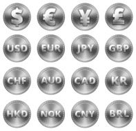 Silver Coin Buttons Set