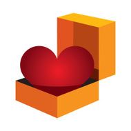 In love marriage logo heart in a box Saint Valentines day