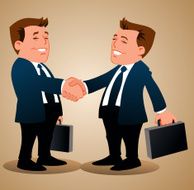 Cartoon of Businessmen Shaking Hands