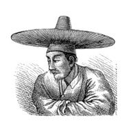 Korean merchant (antique wood engraving)