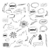 Big vector Set of comic Speech Bubbles Arrow Hand Drawn