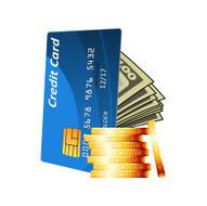 Credit card with cash and golden coins N2