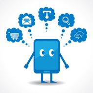Thinking concept with tablet stock vector N2