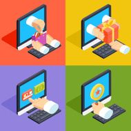 Online shopping and e-commerce concept isometric 3d flat style N2