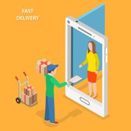 Fast delivery flat isometric vector concept