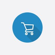 shopping cart Flat Blue Simple Icon with long shadow N5