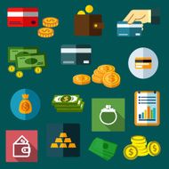 Finance business and money flat icons