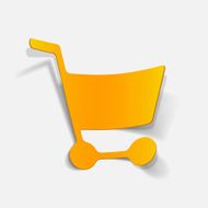 Yellow grocery cart icon on white background