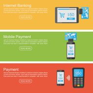 Internet banking mobile payment banner vector