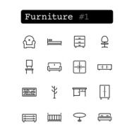 Set line thin icons Vector Shopping furniture N3