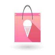 Pink shopping bag icon with a cone ice cream