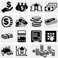 Banking money and coin vector icons set