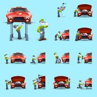 Auto mechanic flat icons set