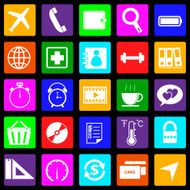 Application colorful icons on black background Set 2