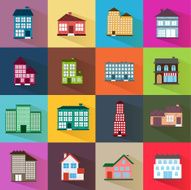 Houses icons set flat style