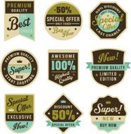 Set of vintage badges and labels N24