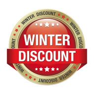 winter discount red gold button