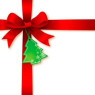 Ribbon Bow with Christmas Tree Tag