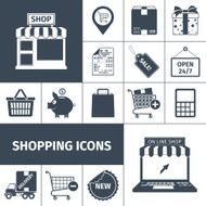 Shopping black white icons set