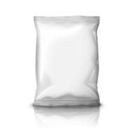 Blank realistic foil snack pack isolated on white background with