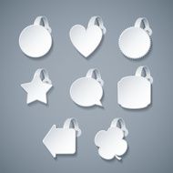 Vector blank white wobbler templates set in 3d style N2