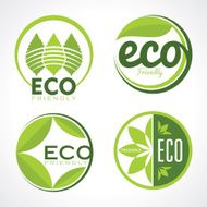 Set of ecology icons with green leaves in vector N4