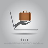 hand hold bag from laptop vector icon N2