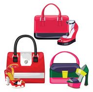 Three fashionable set Colored handbag and gorgeous shoes
