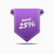 Save 25 Purple Label Icon Vector Design