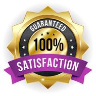 Gold purple hundred percent satisfaction badge