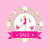 Woman Shopping Bags Walking Sale Banner N2
