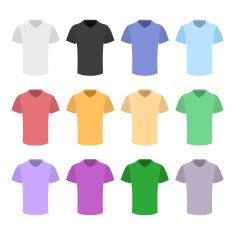 Plain T-shirt Color Template Set in Flat Design Style N2