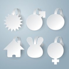 White wobbler vector set on gray background